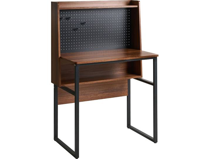 BELIANI Schreibtisch Dunkelbraun u. Schwarz 84 x 48 cm mit Stauraum und Lochplatte Pinnwand Multifunktional Modernes Design Bürotisch Homeoffice
