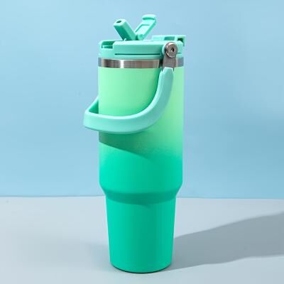 USA Free Shipping Shop Premium Large Capacity Stainless Steel Travel Tumbler Vacuum Insulated With Handle & Straw For Outdoor, Car & Daily green