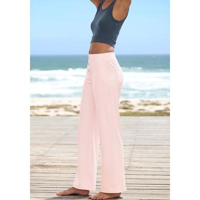 Relaxhose H.I.S, Damen, Gr. 52/54, N-Gr, rosa, Obermaterial: 90% Polyester, 10% Elasthan, Basic, bequem lang, Hosen Relaxhose, mit klassisch gerade geschnittenem Bein, Loungewear