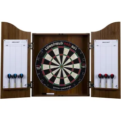 Longfield Darts Brauner Schrank mit Sisal Dartscheibe 065004C inkl. Darts