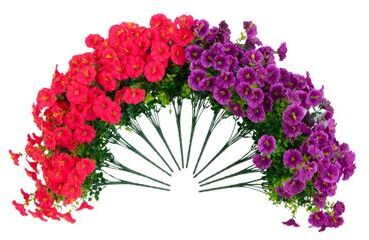 Nearly Natural 14-in UV Resistant Artificial Morning Glory Bush - Set of 12