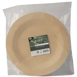 Papstar 10 Teller Bambus rund natur - Ø 28 cm beige