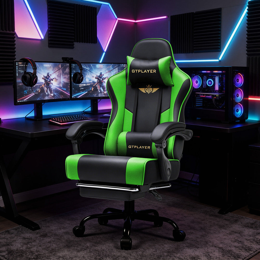Brayden Studio PC & Racing Game Chair Green 135cm H X 70cm W X 51cm D