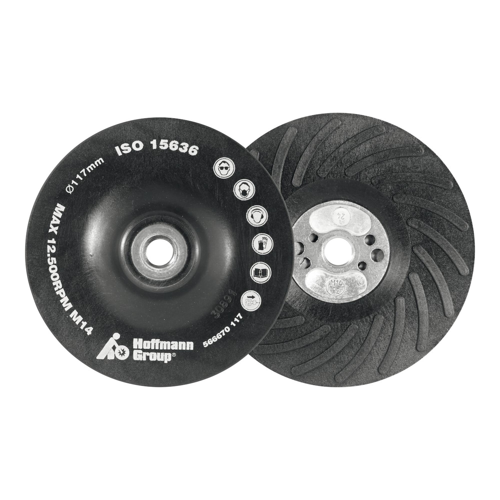 HOLEX ISO-Stützteller mit Spannmutter M14 mittelhart/gerippt Ø 117 mm (566670 117)