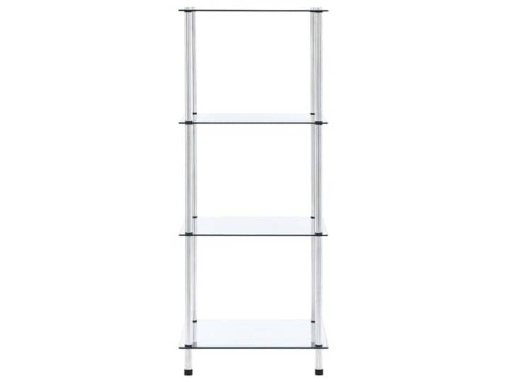 GFMGUEMV Glasregal 4 Ebenen Transparent 40x40x100 cm, Vitrine aus Hartglas und Edelstahl, Mehrzweckregal für Wohnzimmer Büro Bad, robust und pflegeleicht