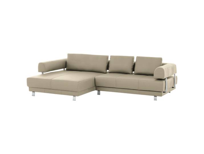 Ewald Schillig Brand Ecksofa, Sandfarben, Metall, Echtleder, Dickleder, Füllung: Polyurethan (Pur), Ottomane links, L-Form, 307x188 cm, Goldenes M, Typenauswahl, Fussart wählbar, Lederauswahl, Stoffauswahl, seitenverkehrt erhältlich, individuell planbar, Wohnzimmer, Sofas & Couches, Wohnlandschaften, Ecksofas