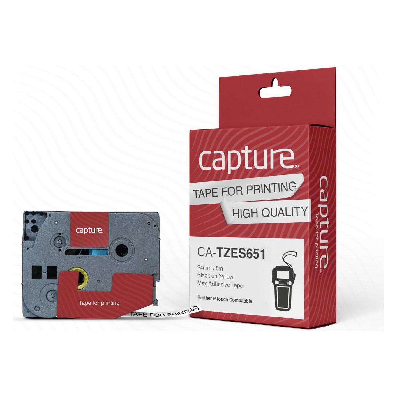 Capture 24mm x 8m Black on Yellow Max (CA-TZES651)
