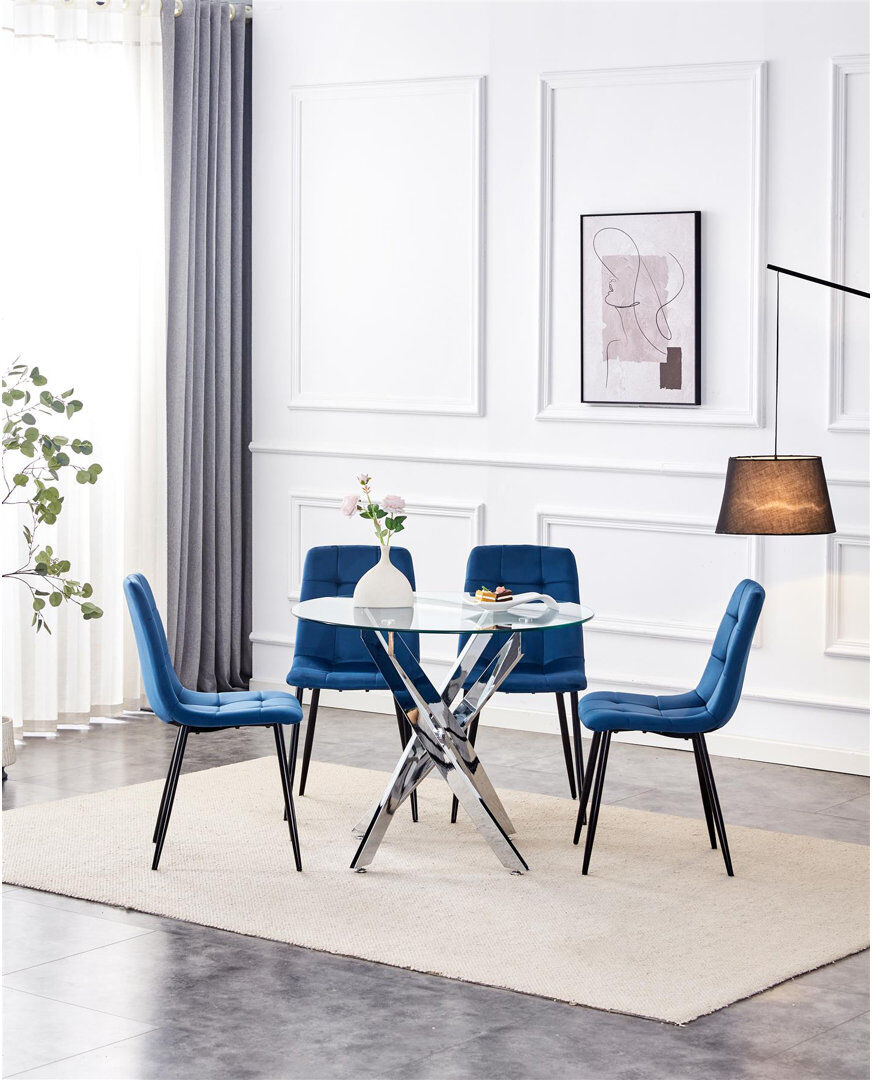 Fairmont Park Aggappora 4 -Person Glass Dining Set Blue 4