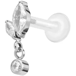 PTFE Labret mit Innengewinde + Titan-Aufsatz KNOSPE + KRISTALL