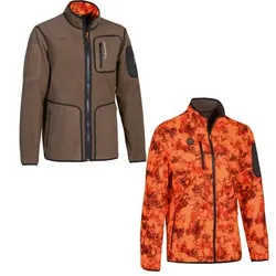 ProHunt Drahthaar Winddichte Wende-Fleecejacke Herren (Braun/Viper Blaze), 3XL