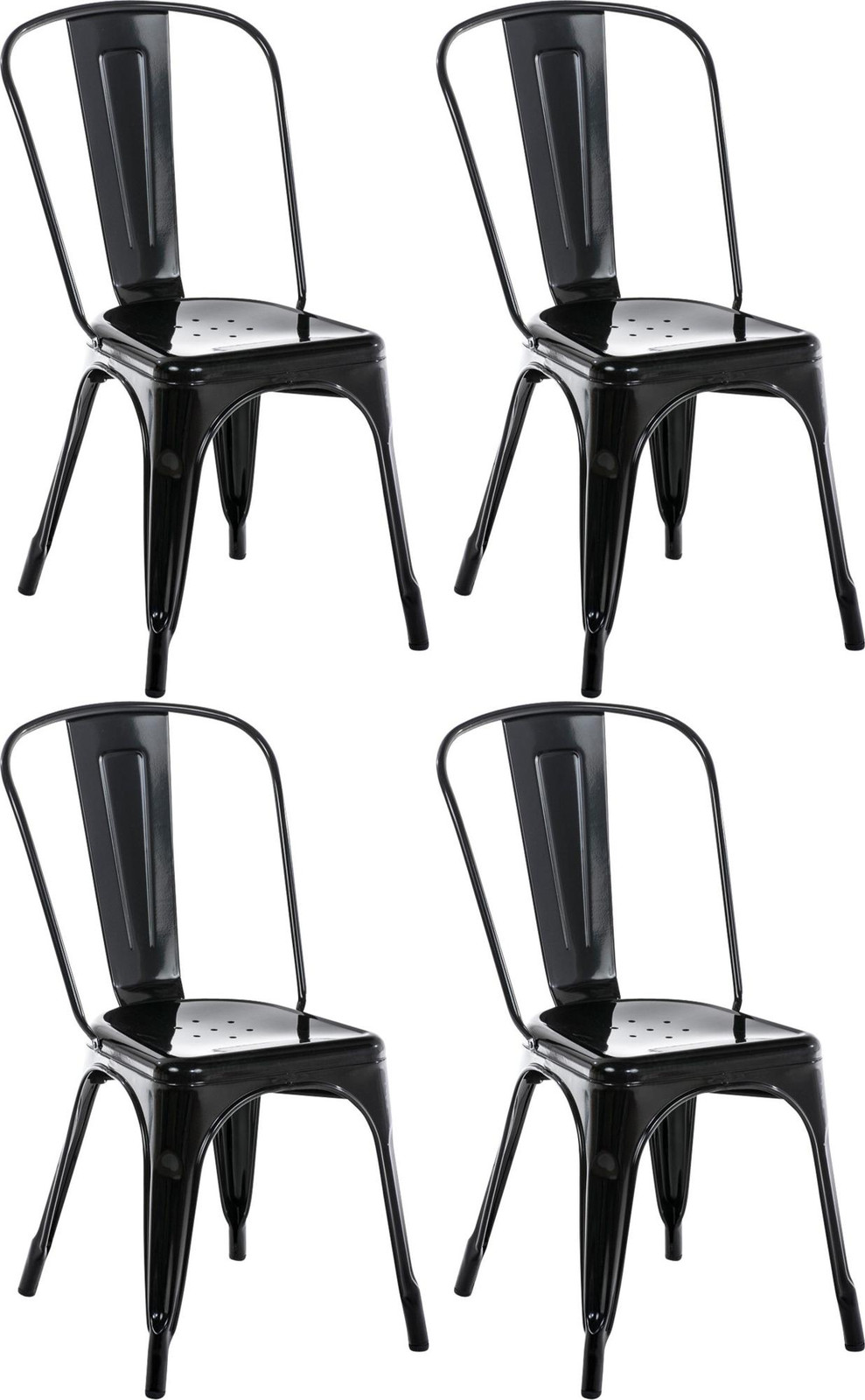 CLP Set van 4 stapelbare stoelen Benedikt met rugleuning en metalen frame, zwart