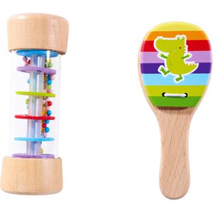 Eichhorn Kinder-Musikinstrument 100003491, Musik Set Rassel aus Holz, ab 2 Jahre