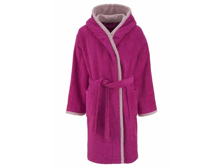 Kinderbademantel GOODPRODUCT Timo Gr. 116, lila (beere), L:72cm, Walkfrottee, Hausmäntel, Kinderbademantel, Bademantel für Mädchen & Jungen aus 100% Baumwolle, mit Kapuze