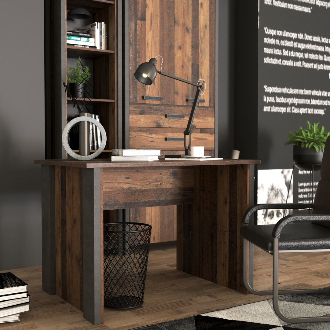 Mercury Lanham Writing Desk Dark Grey/Brown 73.5cm H x 103cm W x 70cm D