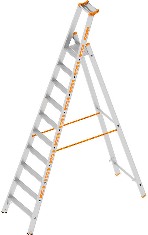 Stufen-Stehleiter, einseitig begehbar, 10 Stufen inkl. Plattform Layher