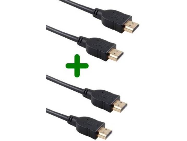 Essentielb - Câble Hdmi X2 Hdmi 2m Noir Droit 2.0