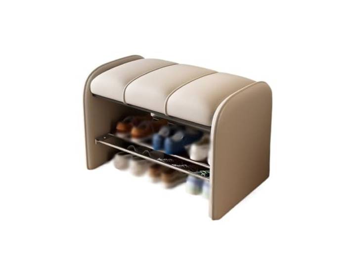 Schuh-Organizer-Bank mit Kissen for Schlafzimmer,Flur Geräumig(Weiß,Mittel)