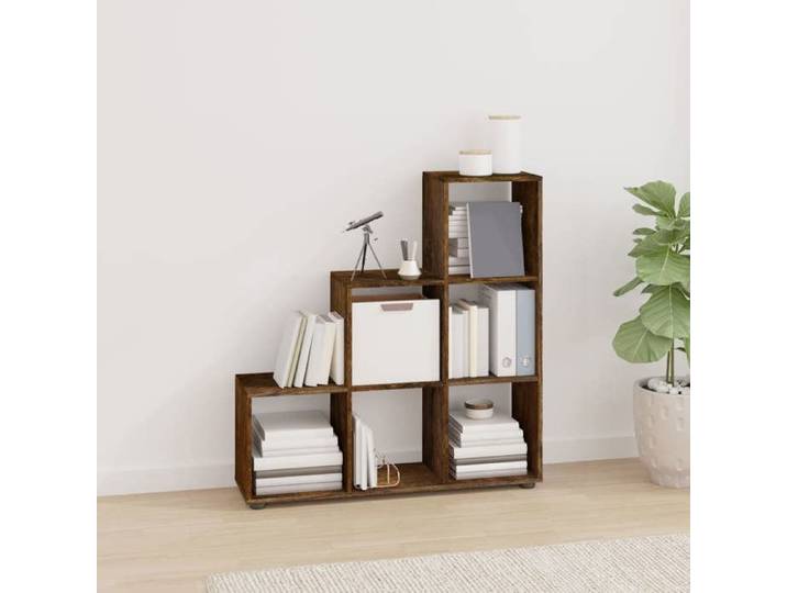 BESTLIFE Bibliothèque contemporaine escalier Chêne fumé - 107 cm Bois d'ingénierie fr52192