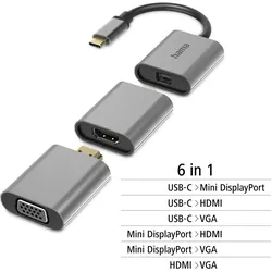 Hama USB Video-Adapter (HDMI, VGA), Video Adapter, Grau