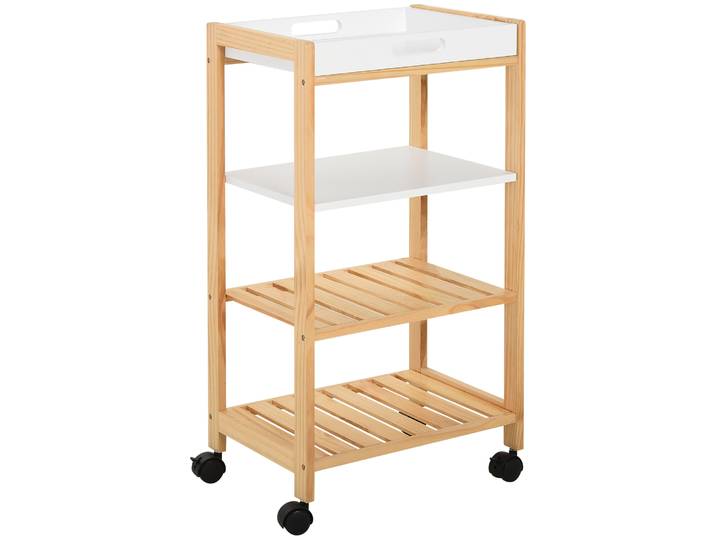Chariot de cuisine Homcom à 4 niveaux avec plateau amovible 40X30X76 cm Blanc