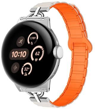 Everyday Crate 22mm Magnetic Silicone Watch Band D Shaped Tri Bead Adjustable Smartwatch Replacement Strap starlight Orange