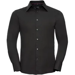 Russell Collection Körperbetontes Tencel® Hemd - Langarm, black, S