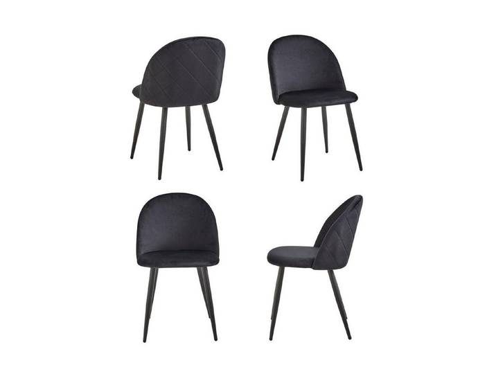 LuxusKollektion Esszimmerstuhl Esszimmerstuhl Samt Küchenstuhl Metallbeine Schwarz 4er-Set