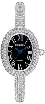 Youfap Market Elegant Women's Quartz Wrist Watch With Roman Numerals, Waterproof, Rhinestone Inlaid Oval Design silvery Black