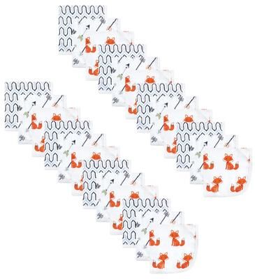Hudson Baby Infant Boy 24Pc Cotton Muslin Washcloths, Foxes, One Size - Foxes - One Size