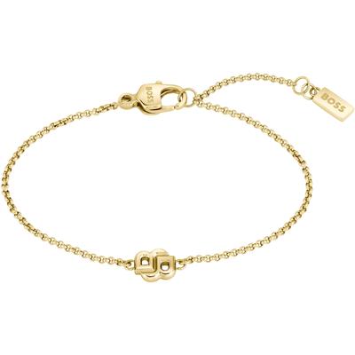 Armkette BOSS "DOUBLE B PETIT", gold (gelbgoldfarben), Armbänder, Damen, 16cm, Edelstahl, Armkette