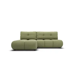 ECKSOFA CORSO L-S Grün Boucle-Stoff mit Schlaffunktion