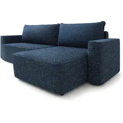 ECKSOFA BELARO BL Blau Chenille mit Schlaffunktion