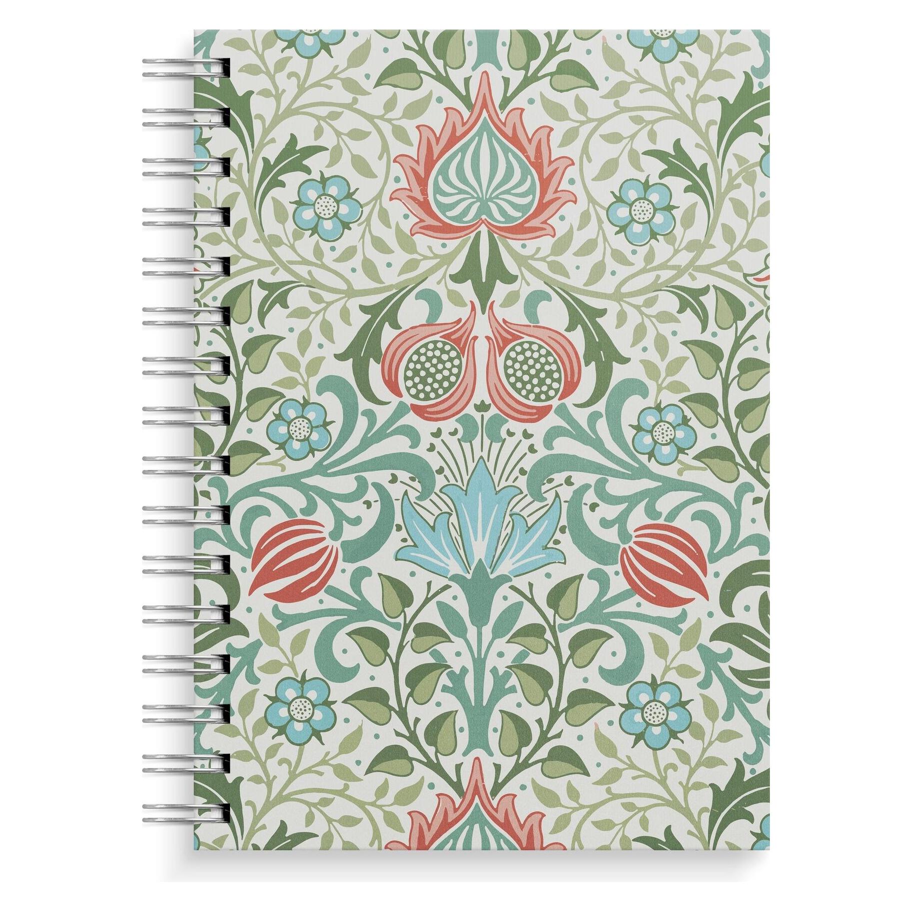 Burde Publishing AB Burde Notizbuch A5 blue/green flowers (A5, Liniert) (92761900)