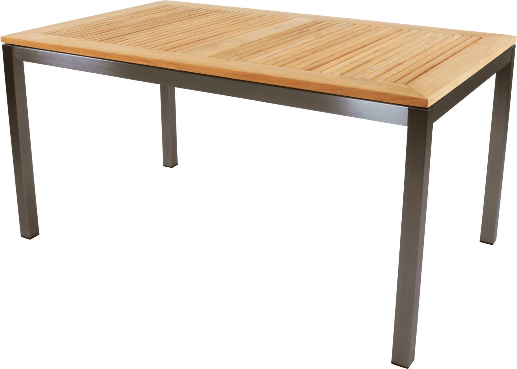 Tisch - 152x90 cm - Edelstahl -Teakholz