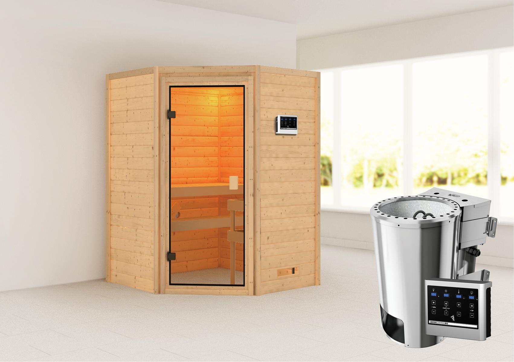 KARIBUHOLZT Sauna Antonia Eck,3,6 kW Bio ext. 16880441