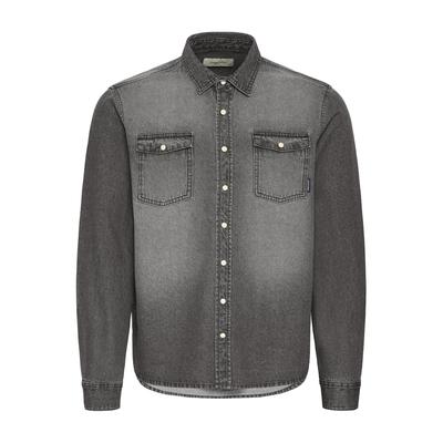 Jeanshemd BLEND "Jeanshemd BHDargo", Herren, Gr. L, N-Gr, grau (denim grau), Obermaterial: 100% Baumwolle CO., Hemden Jeanshemd