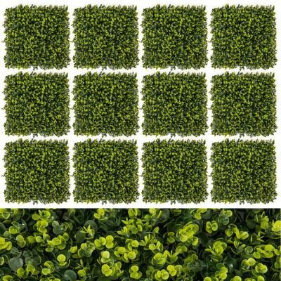 Costway 12 Pieces 20 Inch x 20 Inch Artificial Hedge Eucalyptus Panels