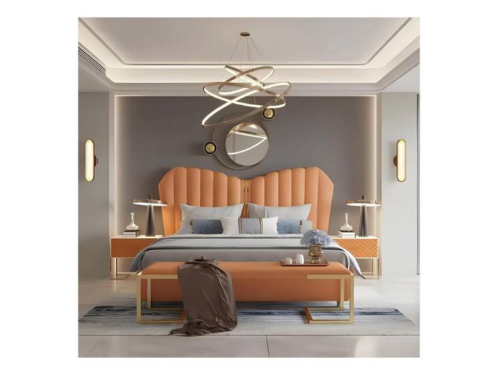JVmoebel Bett Orange Doppelbett mit modernem Design und hochwertiger Verarbeitung (Bett), Made in Europa