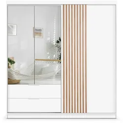 DREHTÜRENSCHRANK Madero mit Spiegel und 2 Schubladen, 203 cm, Weiß