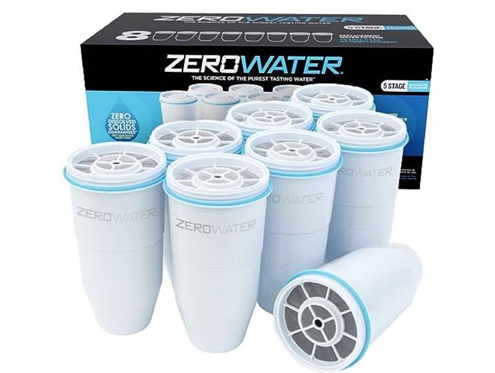 Zerowater 5-Stufiger Wasserfilter Ersatz, Wasseraufbereiter Trinkwasser - NSF-Zertifiziert zur Reduzierung von Blei, Anderen Schwermetallen und PFOA/PFOS - Wasserfilter Kartuschen 8er-Pack, Weiß