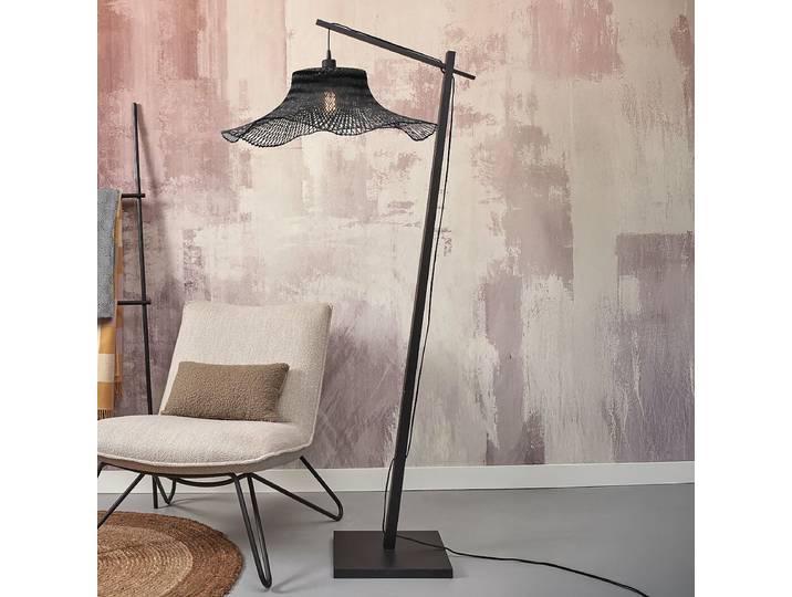 Lampadaire Ibiza Ø 65cm Noir/Noir Bambou E27