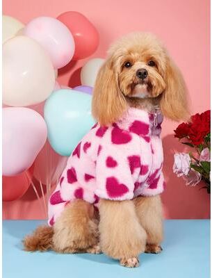 Inspired Living Cozy Heart Print Winter Dog Hoodie m