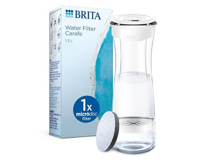 BRITA Waterfilterkaraf Wit 1,3L - Inclusief 1 MicroDisc Filter - Filtert chloor en smaakverstorende stoffen - BPA-vrij