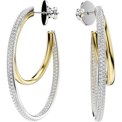 Paar Creolen SWAROVSKI "Schmuck Geschenk Hyperbola Ohrringe", gold (metallfarben, gelbgoldfarben, kristallweiß, kristallweiß), Ohrringe, Damen, Metall, mit Swarovski Zirkonia (synth.)