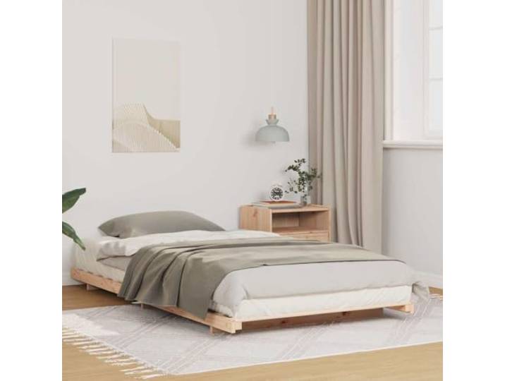 RJPLMFV Bettgestell, Braun, 100 x 220 cm, massives Kiefernholz Moderne Plattform, Lattenrost inklusive, einfache Montage, ohne Lattenrost, einfache Wartung