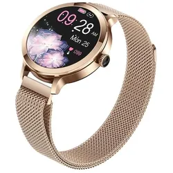 Giewont Veltori VT340-1 Damen-Smartwatch, goldenes Armband + rosafarbenes Silikonarmband (ohne SIM), Smartwatch