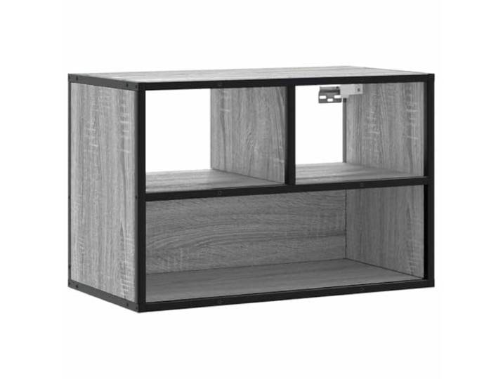 KUPTYERFG TV-Schrank Wandmontage 60x31x39,5 cm Grau Sonoma Metall Platzsparender Hänge-Medienschrank fürs Wohnzimmer aus Holzwerkstoff mit flexibel anbringbaren Schubladen.