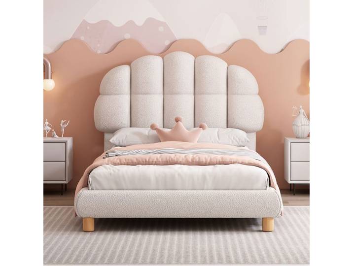 Lit - Blanc - 90x200 - Capacité 150 kg - Style contemporain - simple enfant