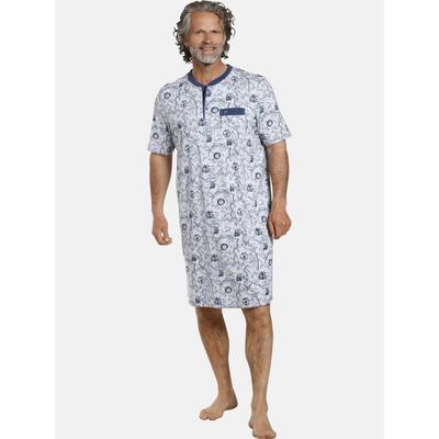 Pyjama JAN VANDERSTORM "Nachthemd UNNI", Herren, Gr. 4XL, blau (blau gemustert), Obermaterial: 100% Baumwolle CO., Homewear-Sets Pyjama