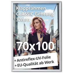 Klapprahmen Plakatrahmen 70x100cm 32mm Rahmen Alu Klapprahmen für Fenster